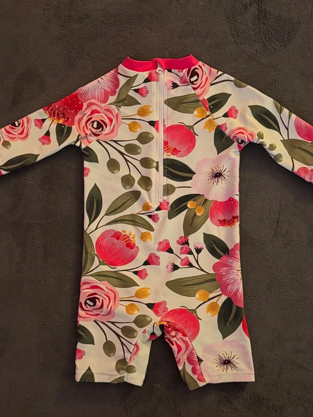Kids Floral Long-Sleeve Rash Guard Swimsuit - Pink